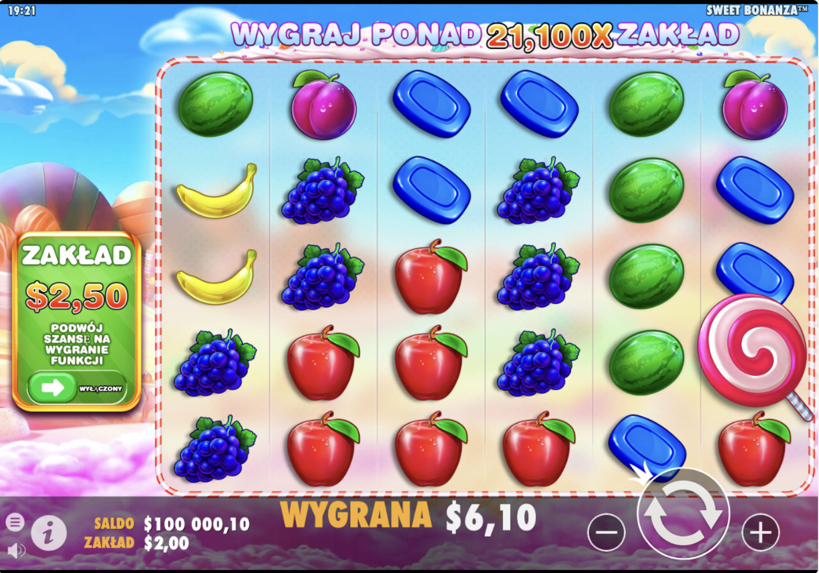 Sweet Bananza Wygrana